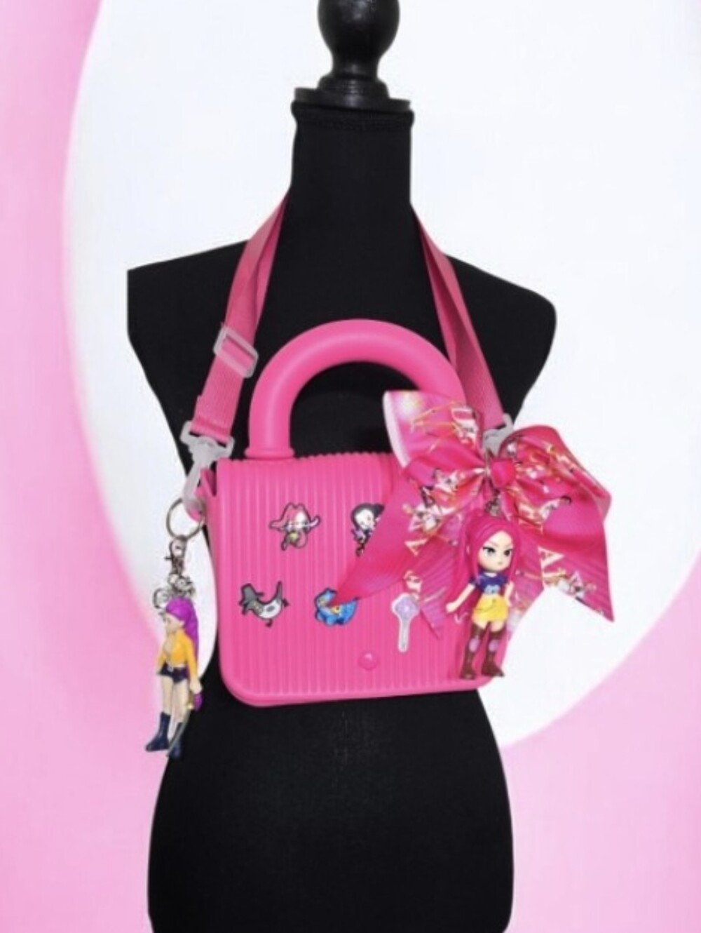 Hot Pink  K-pop -Embellished Mini Crossbody Bag